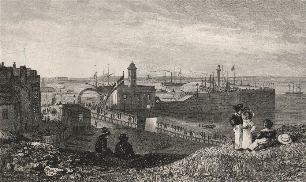 Margate. The pier and new light house. Kent. SHEPHERD 1829 old antique print